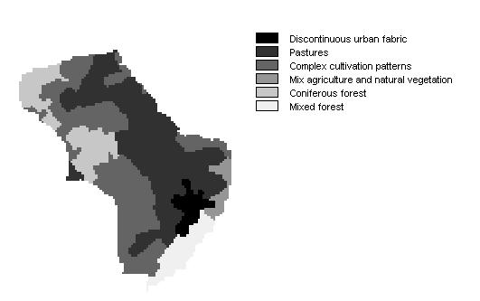 Figure 5: Land cover of the Brisy subcatchment. Table 1: Soil texture of the Brisy subcatchment in percentages of sand, silt and clay. Topsoil Subsoil Sand 33.9 6.6 Silt 47.0 46.4 Clay 19.1 47.