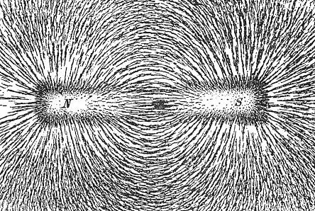 Iron filings show the pattern of magnetic field Magnetism