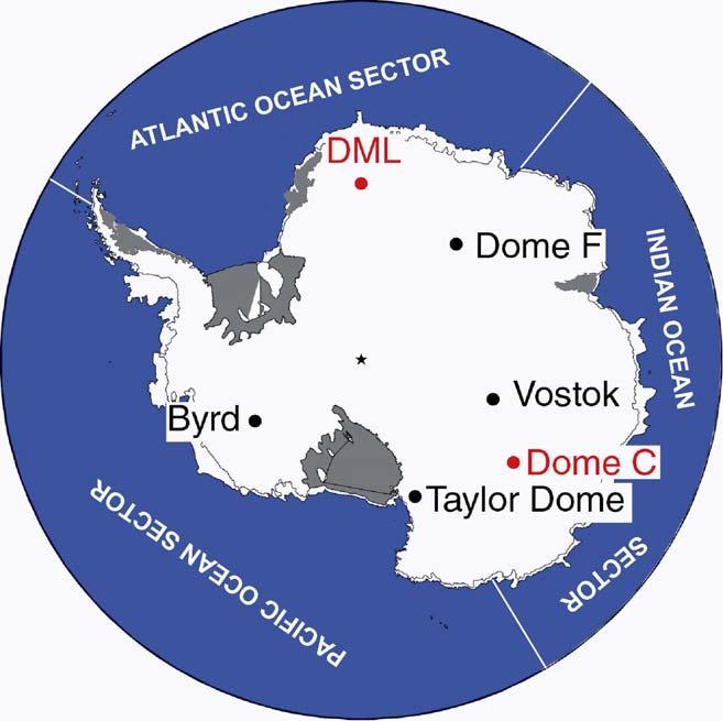11 Figure S1: Map of the Antarctic continent indicating the EPICA drill sites in