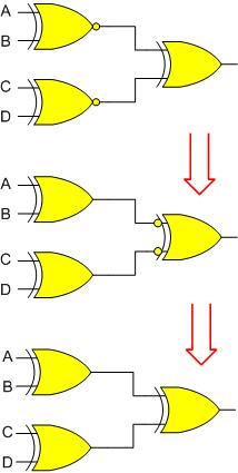 The following figure shows a step-by-step approach starting by the logic circuit corresponding