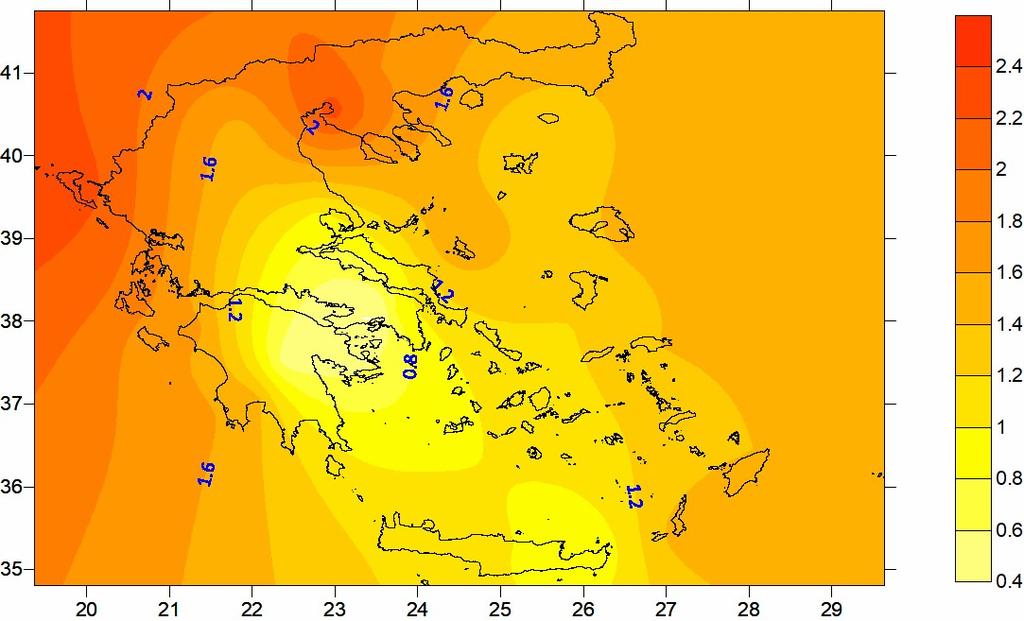 June Description June of 2017 in Greece was, in general, a warmer than average month and the departures of mean monthly temperatures from the normal values for 1971-2000 ranged from nearly 0.5 C to 2.