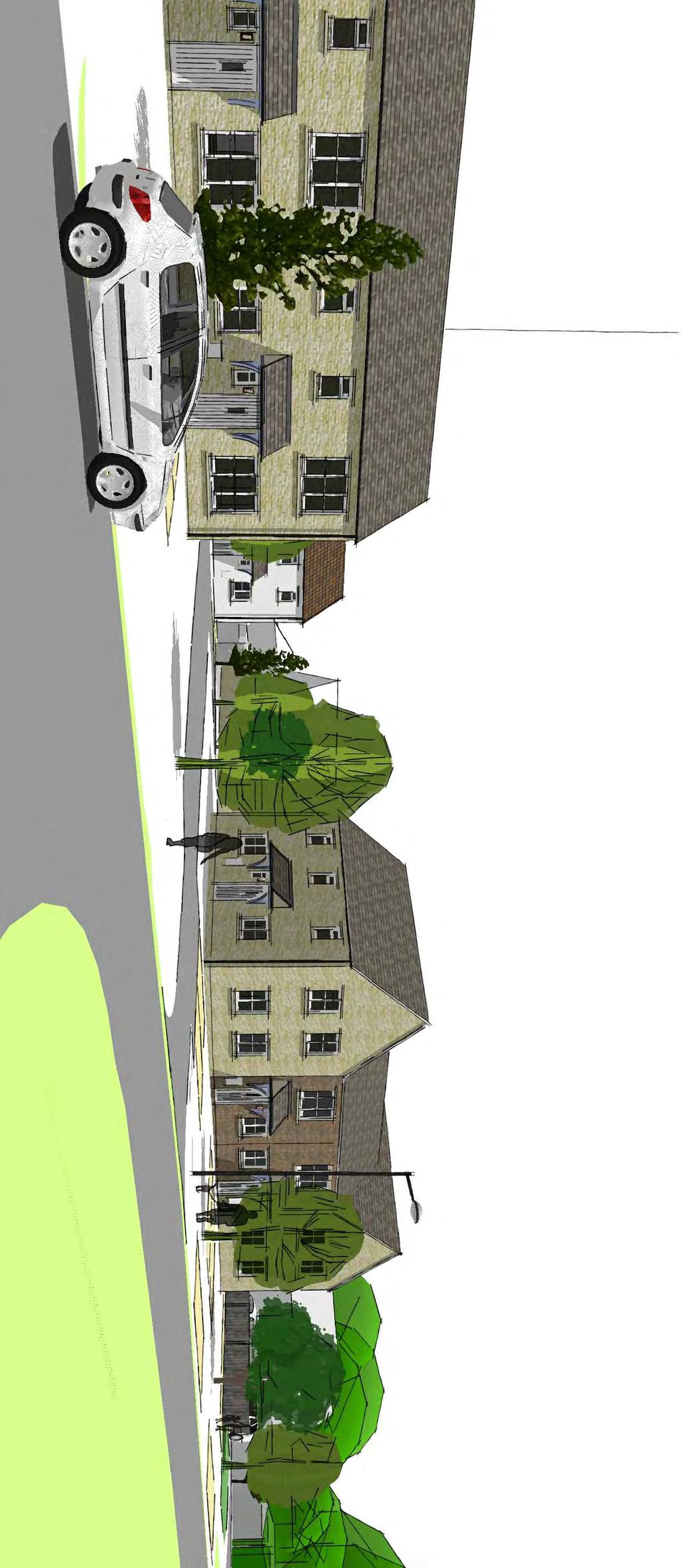 m² (9ft²) FS An aerial view of the proposed new two- and three-bedroom houses along Lady Mead A view from Fullers Avenue looking down the new road which would link with Lady Mead A Bath Road street