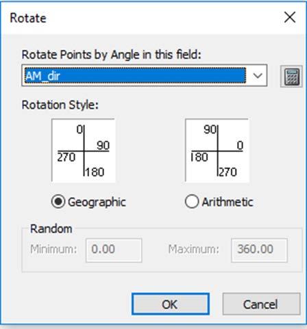 Displaying and Rotating WindNinja-Derived Wind Vectors in ArcMap 10.5 Figure 9: Rotation dialog box options. 11.