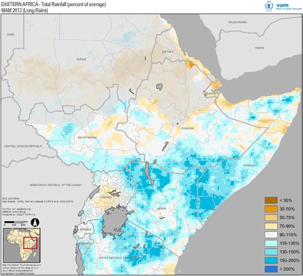 The most affected areas include northern and central eastern Kenya, southern Somalia and to a lesser degree, south and south-eastern Ethiopia, largely supporting