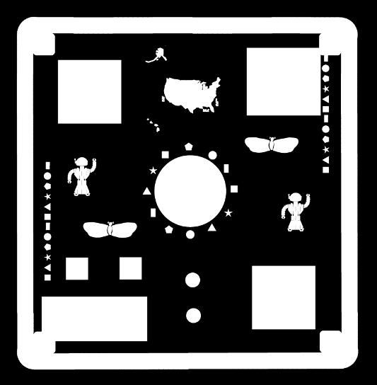 Ultimate Fun Stencil Package Game Ideas Includes: Animal Foot Prints Shapes That Shape You Up Chess, Checkers and Borders (Large) Circle-Up (Large) Target Practice USA Map with Capitals & Oceans Four