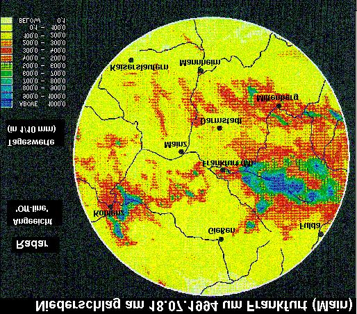 Total amount of precipitation of 18 July 1994