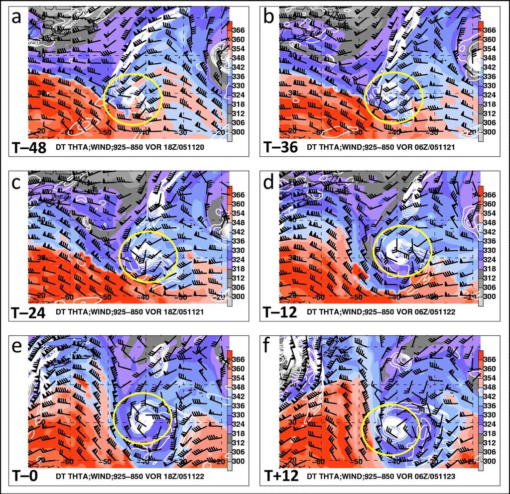Examples (Delta 2005; Galarneau 2010 ) Baroclinic development process: Dynamic tropopause maps; potential temperature in K,
