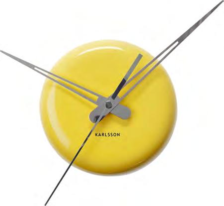 KA5452YE Wall clock Ceramic Dot Yellow D. 13.5cm, Excl. 1AA batt. sweep mov., BOX32 Design KA5124 Wall clock Big 12 round steel polished black D.