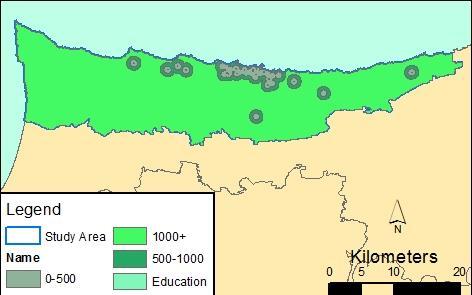 Therefore, Areas within 0-500m, 500-1000m and 1000m+ zones were determined for the evaluation (Figure 11).