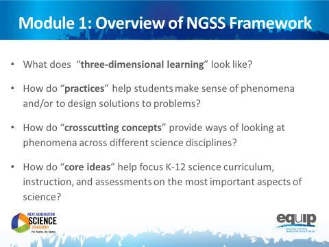 Intrductin t Mdule 1 Slide 4 Talking Pints The NGSS are nt just new; they represent majr shifts in hw we expect students t demnstrate their understanding f science.