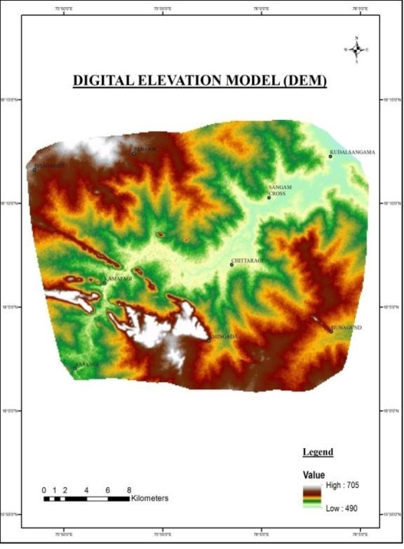 Fig 5 Digital Elevation Model (DEM) Map