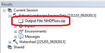 Double Click to open the output zip file and copy the geodatabase folder Landscape.
