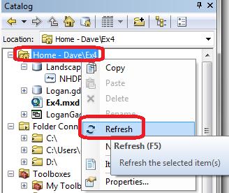 In Catalog right click on your working folder and Refresh so that the Landscape.
