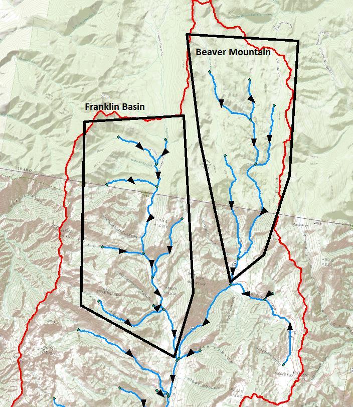 Use Flags and the Trace tool to determine the total length of streams in each of these tributaries.