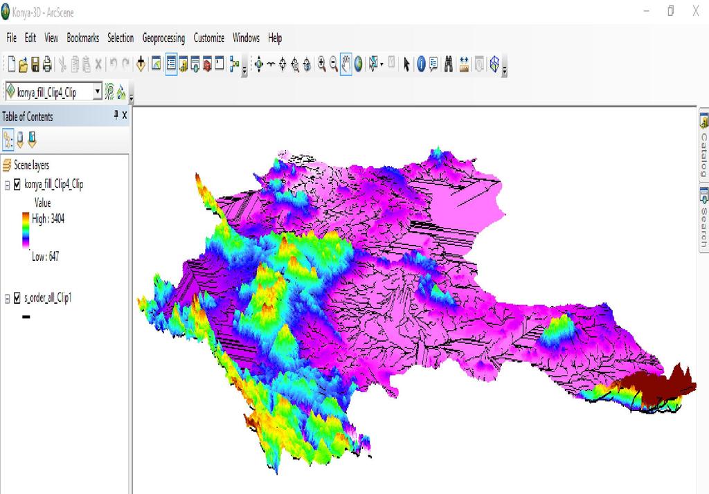 Figure 8 3D Analysis for Digital Elevation Model of Konya with the