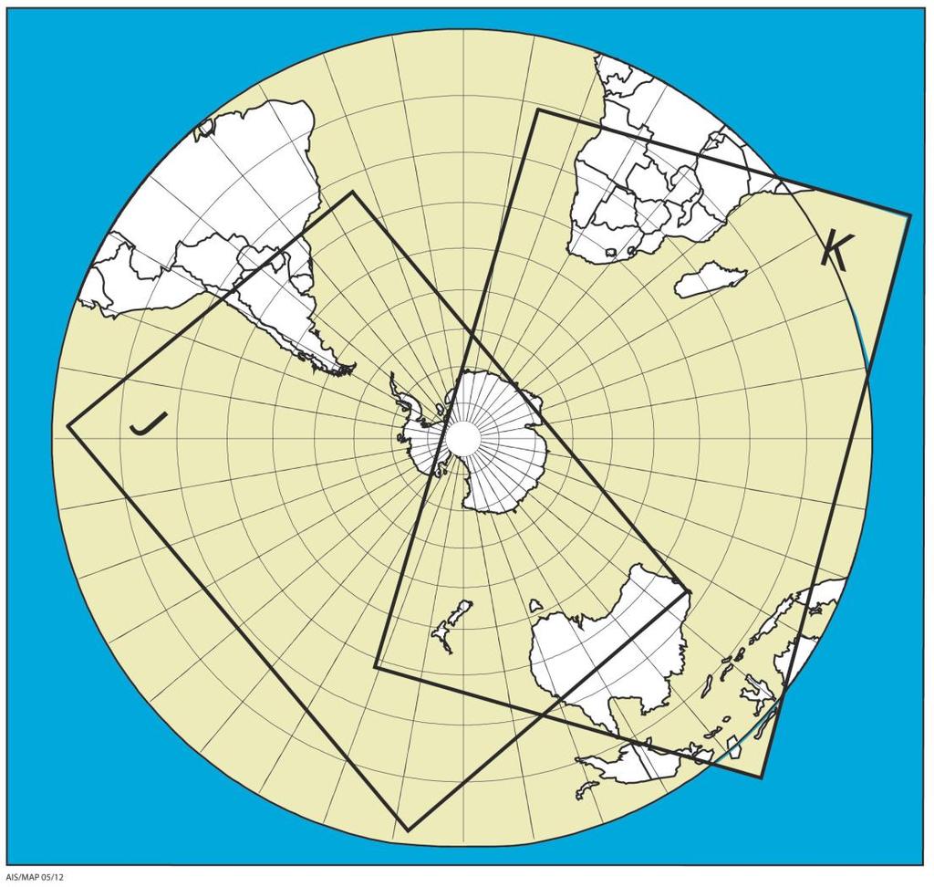 Fixed areas of coverage of WAFS forecasts in chart form Polar Stereographic projection
