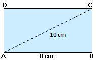 The length of a rectangle is 8 cm and each of its diagonals measures 10 cm.