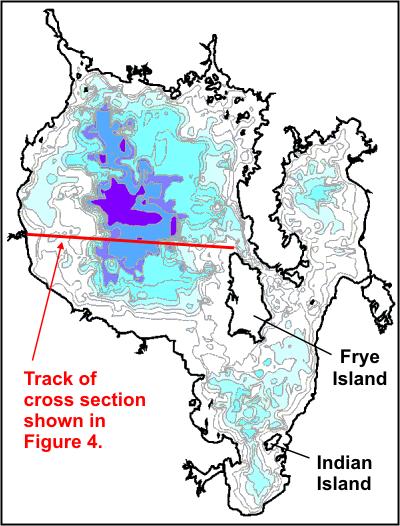From Johnston, 1998 Why is Sebago Lake so deep? Details of the modern lake bottom The distribution of water depths or bathymetry of Sebago Lake is quite complex (Figure 3).