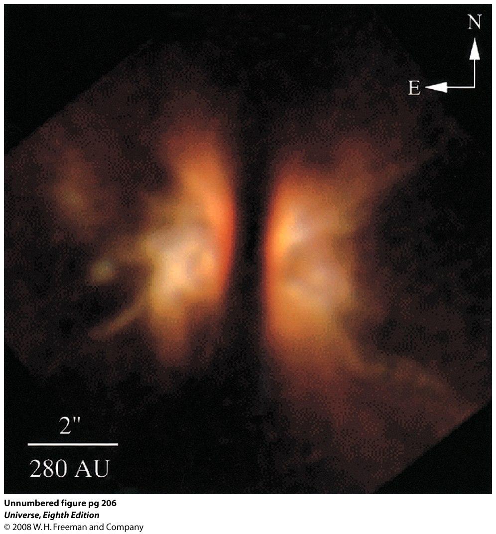 Infrared image showing IRAS 043022247, a young star that is still surrounded by
