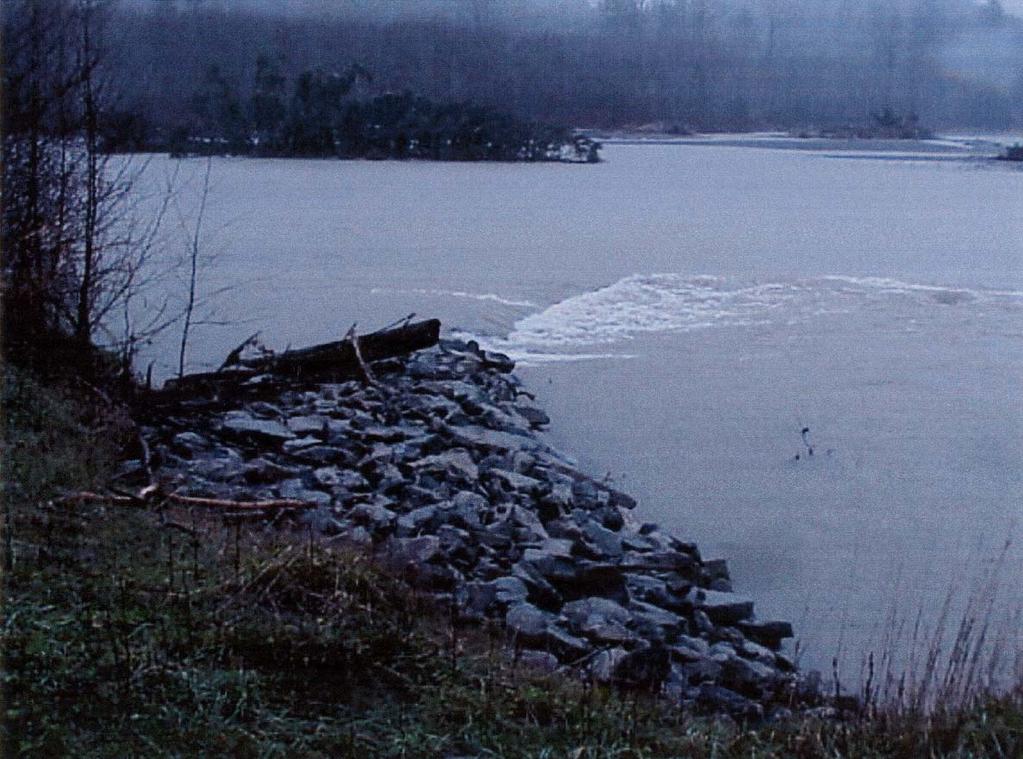 This photo is of rock groins installed on the Bogacheil River near Forks, Washington, in 1999. The Corps installed six rock groins on an outside corner of the river for an erosion project.