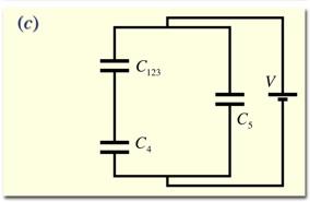 Example: System of Capacitors (3) We can see that C 4 and C 123 are in
