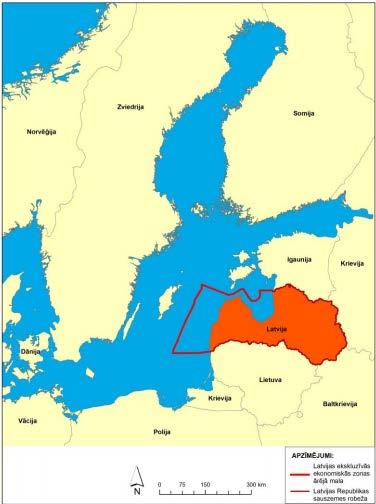 1. General information Marine area under Latvian jurisdiction includes inland sea waters, Territorial sea (12 nautical miles from the baseline) and exclusive economic zone (EEZ).