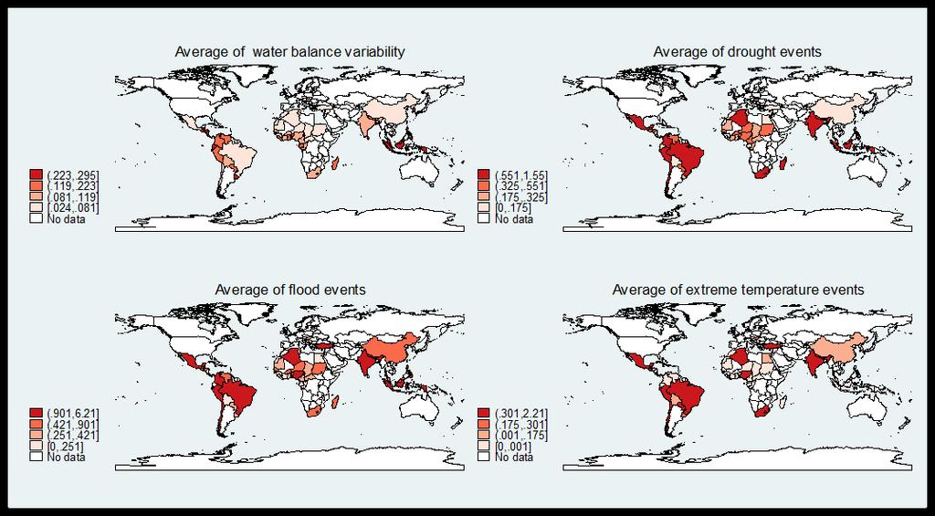Figure 2: Map of climate change indicators in selected developing countries. Source: Own calculations using data from CRED (2015). 3.2. Econometric setting In this study we are primarily interested in the comovement of food availability across countries according to the intensity of their trade relations.