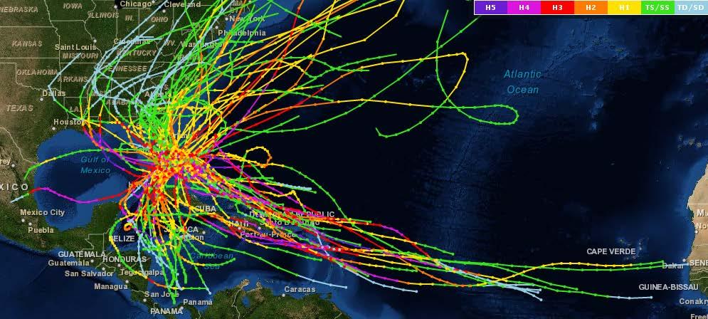58 (31 major) Hurricanes Passed