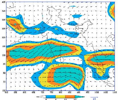 circulation in the forecast the MME forecast rainfall also indicated negative rainfall anomalies over many parts of India as shown in Fig. 7.