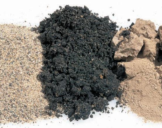 Scientists group soils by looking at their physical properties. One property is particle size. Each type of soil is a mix of particles of different sizes. The largest particles are sand.