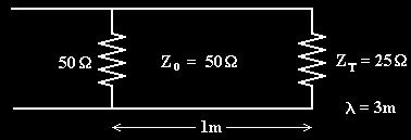 Example 5 Given a 5Ω T-line that is terminated in Z = Z T = 25Ω and has a shunt resistance R sh = 5Ω