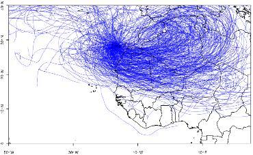 SSS Saharan dust export, connection to large scale meteorology in North Africa Correlation coefficient between NAFDI and 120 80 40 0 r=0.