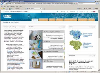 Figure: Screenshots of homepage and map browser pages of LSIP A prototype of LSIP was created as a result of the LIGI project in 2008.
