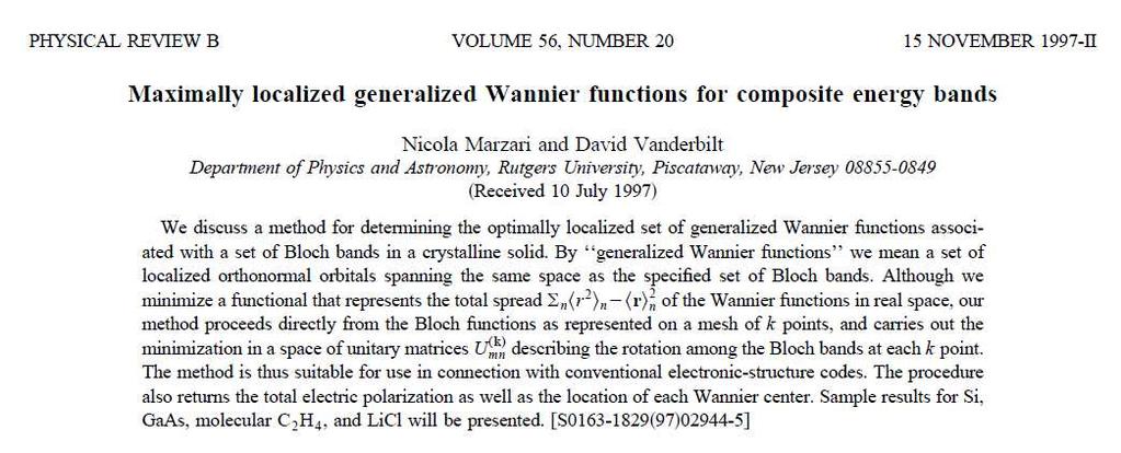 Maximally localized Warnier functions