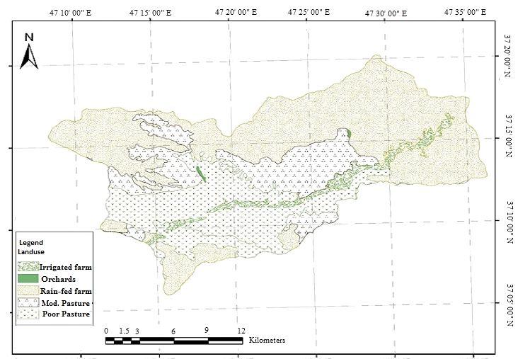 2P c (11) where, Pc is the percent of the vegetation cover. First, landuse and land cover density maps of the study area were extarcted using ETM+ data and pancromatic image of the IRS.