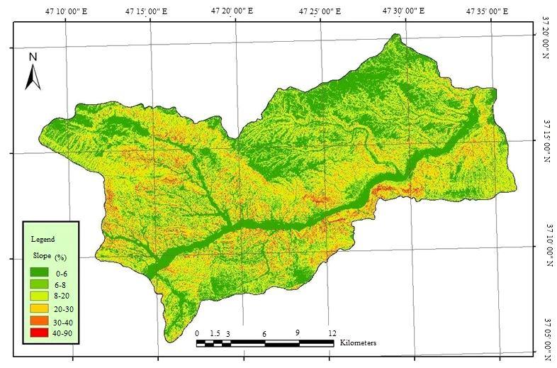 R. Daneshfaraz et al. / Environmental Resources Research 5, 1 (2017) 43 Topography Among the several characteristics of the topography, slope is considered for sediment prediction by MPSIAC model.