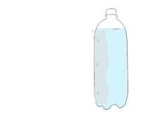 4 A student puts three holes into an empty bottle. The holes are arranged vertically, as shown in the diagram below.