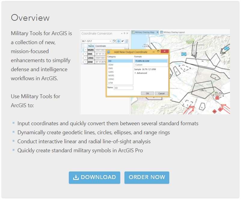 Military Tools for ArcGIS available to