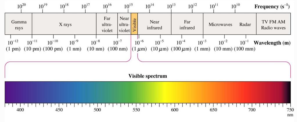 41. Sketch the visible light spectrum below. Include the energy trend.