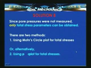 (Refer Slide Time 30:26 min) To determine the total stress parameter today we will see two methods, one is of course the Mohr circle plot about which have talked earlier, for a