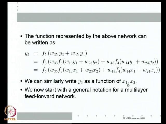 (Refer Slide Time: 09:13) But, this is how we can represent the output of this network; right I hope the notation
