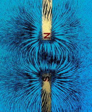 the magnetic field lines The direction of the field is the direction a north pole would point Magnetic Field Lines, Unlike Poles Iron filings are