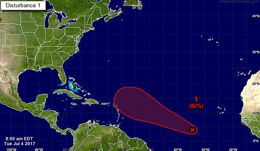 Tropical Outlook Atlantic Disturbance 1 (94L) (as of 8:00 a.m.