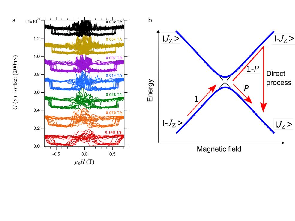 SUPPLEMENTARY INFORMATION 4- Influence of the field sweep rate and the Landau-Zener tunnel probability The sweeping rate is an important parameter to access to the dynamics of a magnetic system.