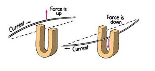 A beam of electrons passes through a magnetic field without being deflected.
