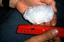 A large hailstone can cause serious injury.