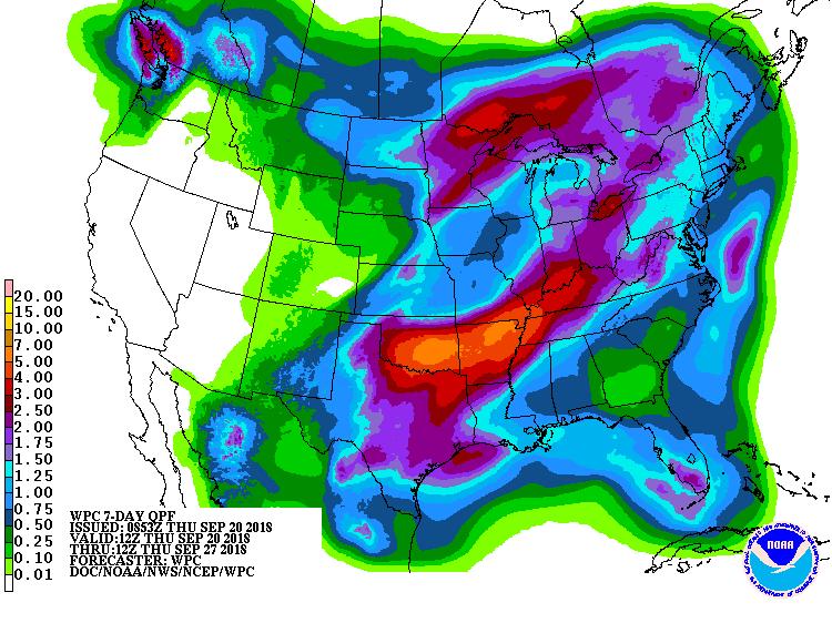 7 Day QPF valid from September 20-27, 2018