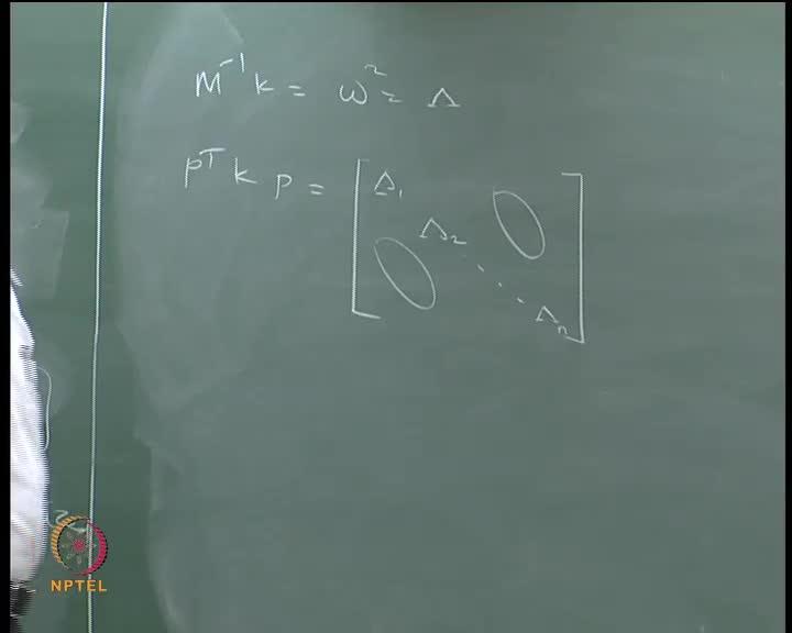 (Refer Slide Time: 31:43) We already know M inverse k is let us say omega square, which is I am calling as lambda.