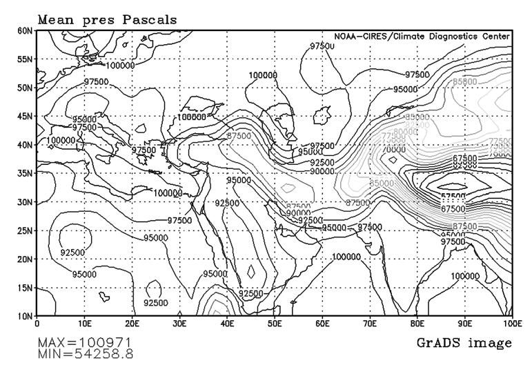 Int. J. Environ. Res., 1(3): 231-236, Summer 7 Fig.8. Synoptic map in ground level Fig.1. Synoptic map in 7 hectopascal level The major direction of curves is north-west south-east and the average height of them is about 314 geo-potential meter.