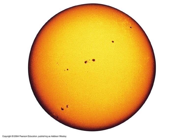 The Sun Radius: 6.9 10 8 m (109 times Earth) Mass: 2 10 30 kg (1,000 Jupiters; 300,000 Earths) Luminosity: 3.
